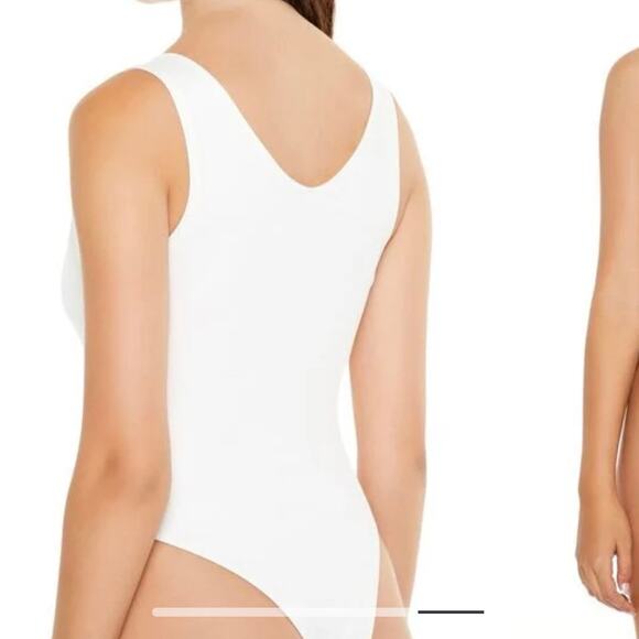 New! Forever 21 Women's Ivory Contour Sculpt Tank Bodysuit Large - Picture 2 of 8